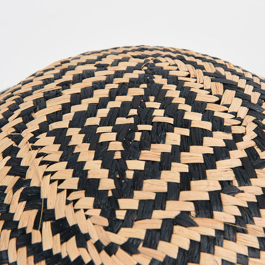 Large Brim Geometric Color-block Raffia Hat