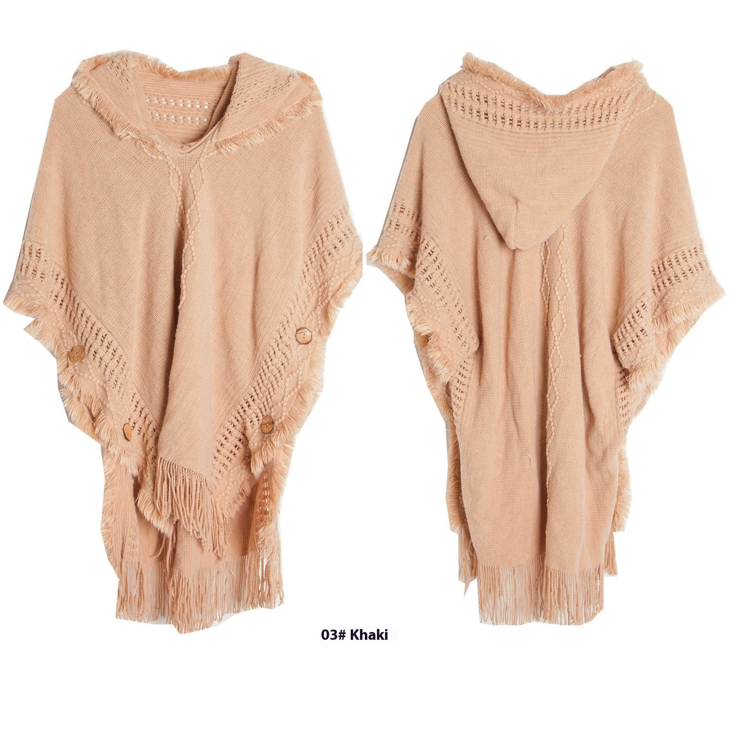 Button Shawl Bohemian Tassel Sweater