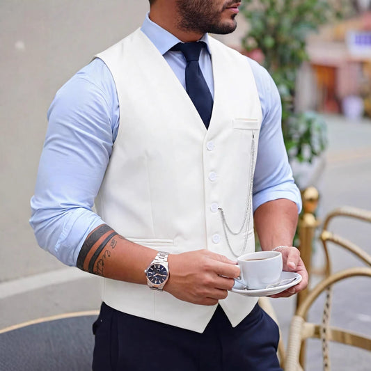 Men's Single-Breasted Suspender Suit Vest