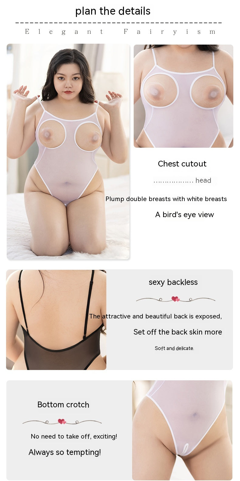 High Elastic Dew Mesh See-through Sling One Piece Underwear