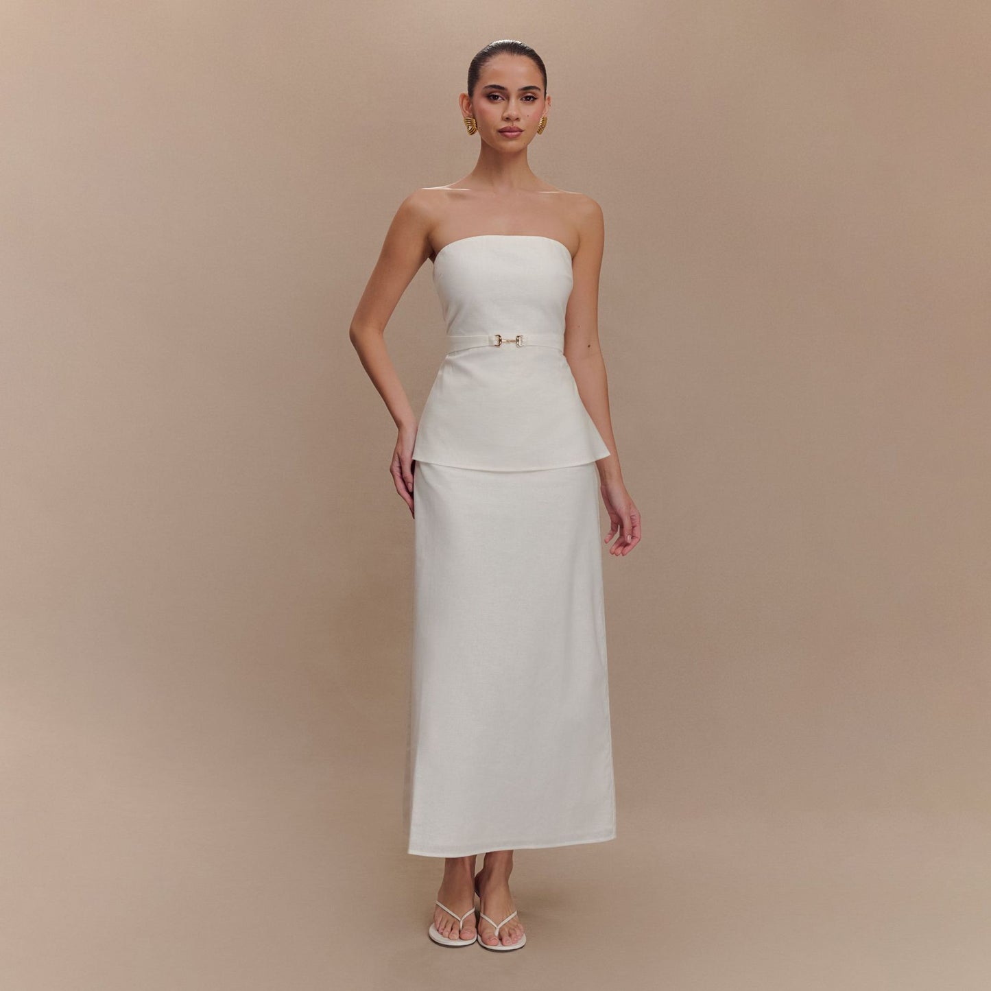 Womens Solid-Color Sleeveless Top And Skirt Set