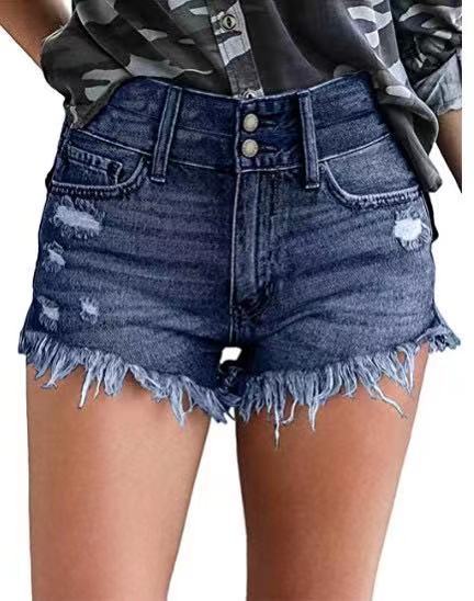 Sexy Denim Shorts With Buckles And Slits