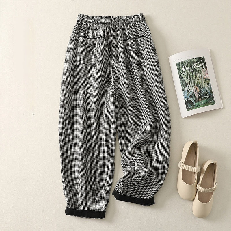 Womens Loose Fitting Solid Color Casual Pants With An Elastic Waist