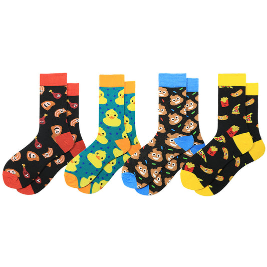 New Colorful Personality Small Yellow Duck Fashion Trendy Socks Cross-border Men's Mid-calf Length Sock