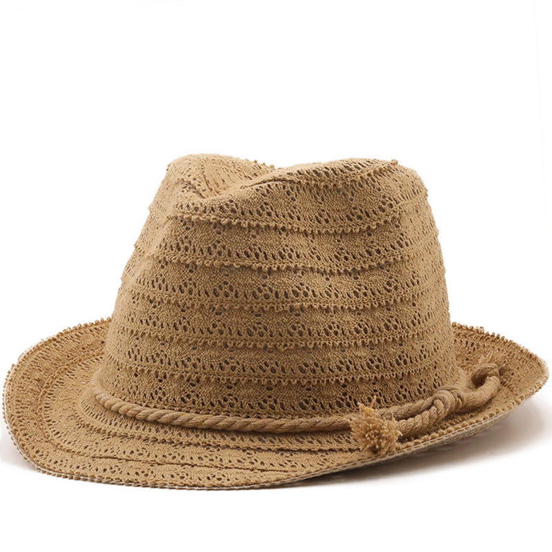 UV Protection Crochet Men's And Women's Top Hat Raffia Straw