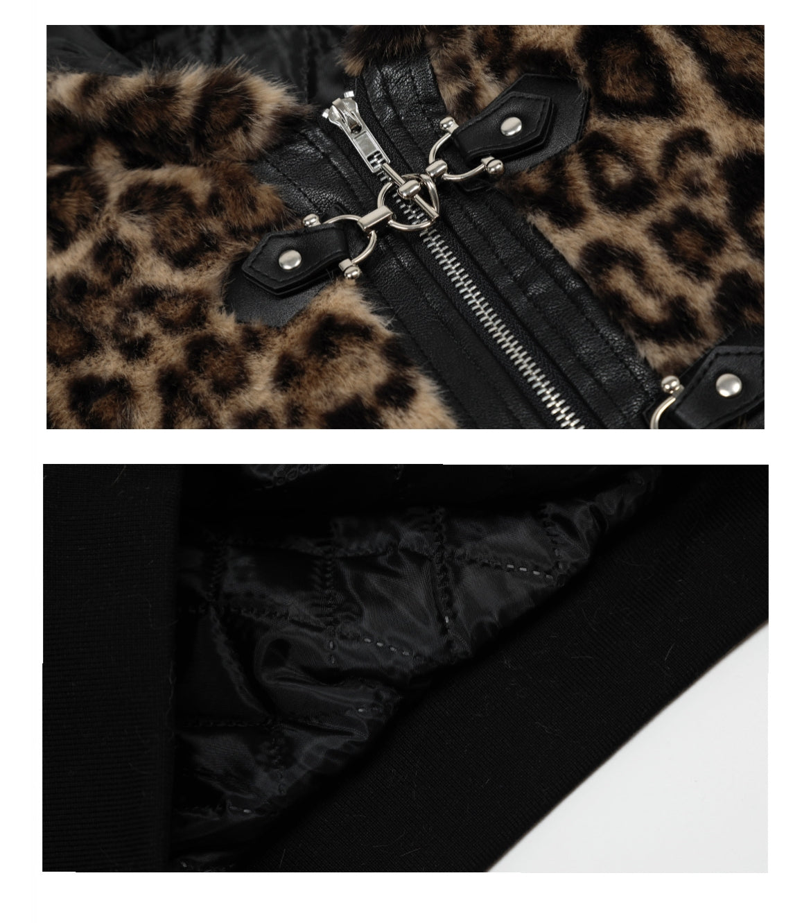 Hættetrøje Dame Løs Tyk Leopardprint Fuldprint Design Gadejakke