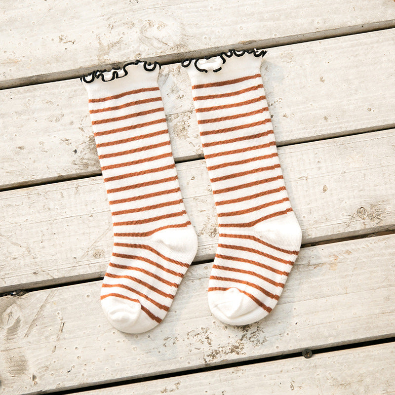 Children's Socks Korean Color Striped Wave Dot