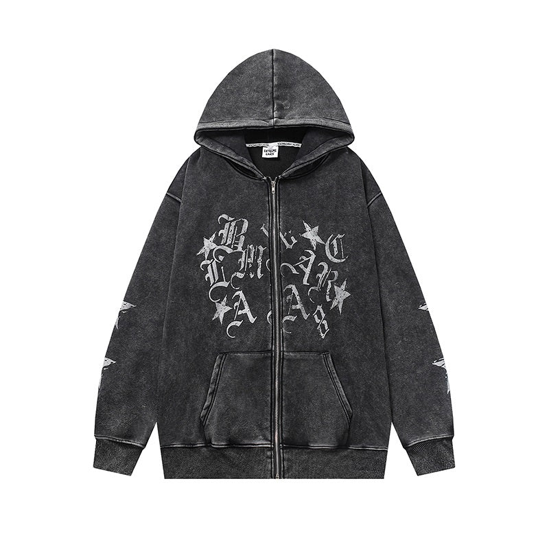 Old Washed Cardigan Hooded Sweater For Men And Women