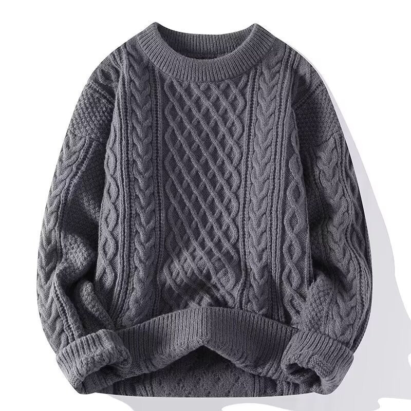 Parrets røde sweater, mænds afslappede tykke hampeblomster strikketøj, frakke, bomuldsstrik, vinteruld