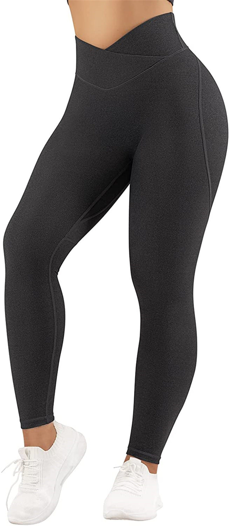 Cross Waist Hips Print Solid Color High Waist Bottoming Yoga Pants