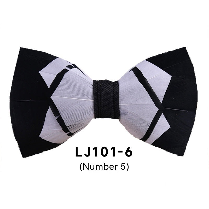 Men's Polyester Feather Bow Tie Business Host Suit Bow Tie