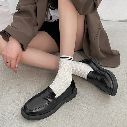 Slip-on Round Toe Leather Shoes