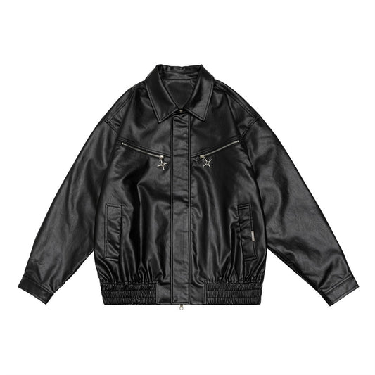 Motorcycle Clothing Leather Coat Men's Pu Shuai Loose Niche