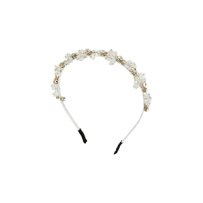 Metallic French Retro Rhinestone Hair Band Female