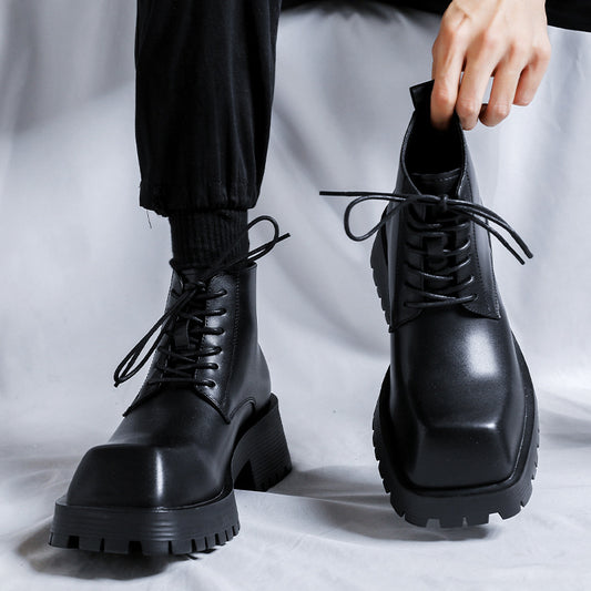 Men's British-style Thick-Soled Formal Shoes Rhino-Horn Derby Style