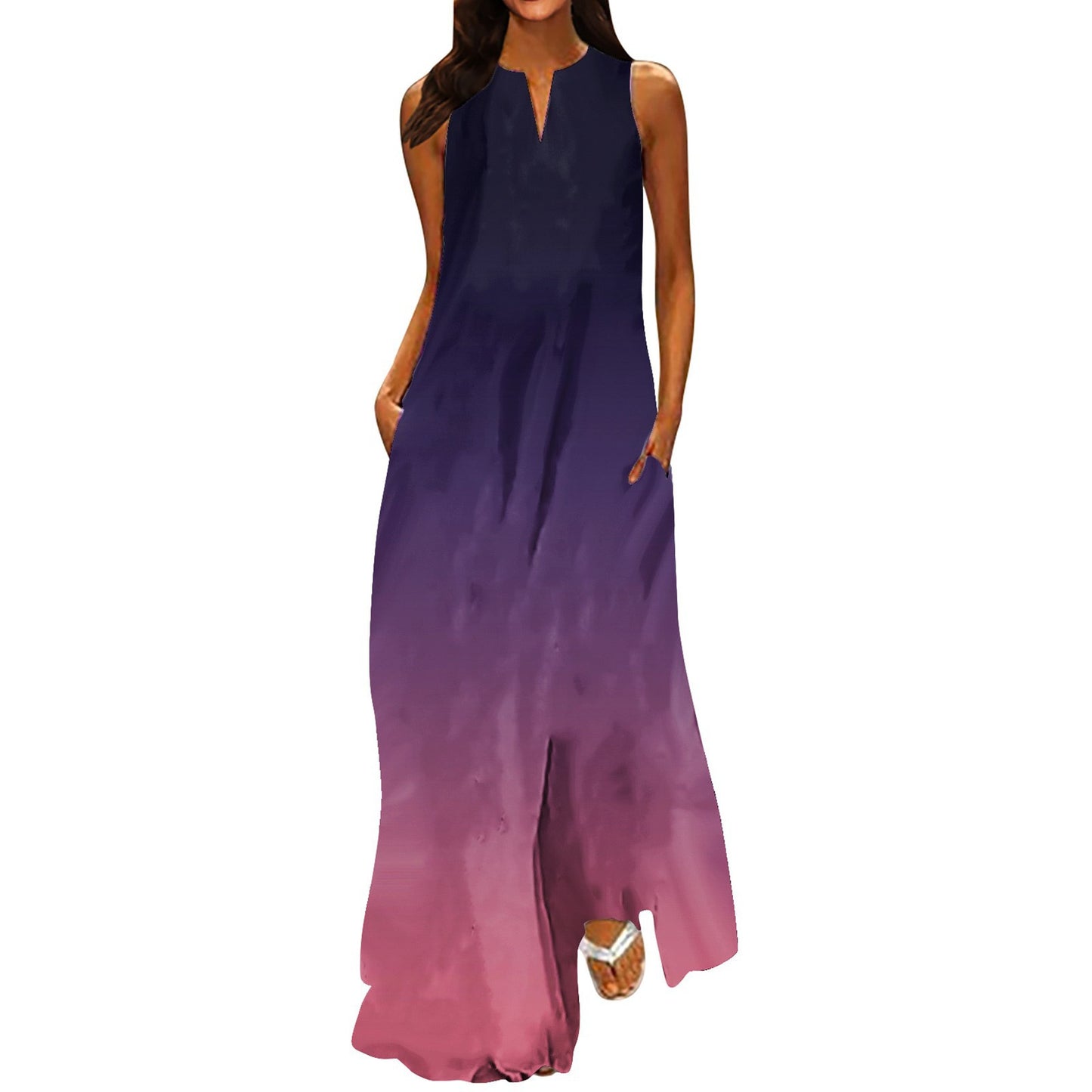 V-neck Pocket Floral Dress For Women