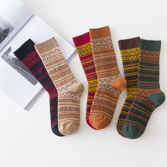 Women's Mid-calf Socks Retro Thickened Long Socks