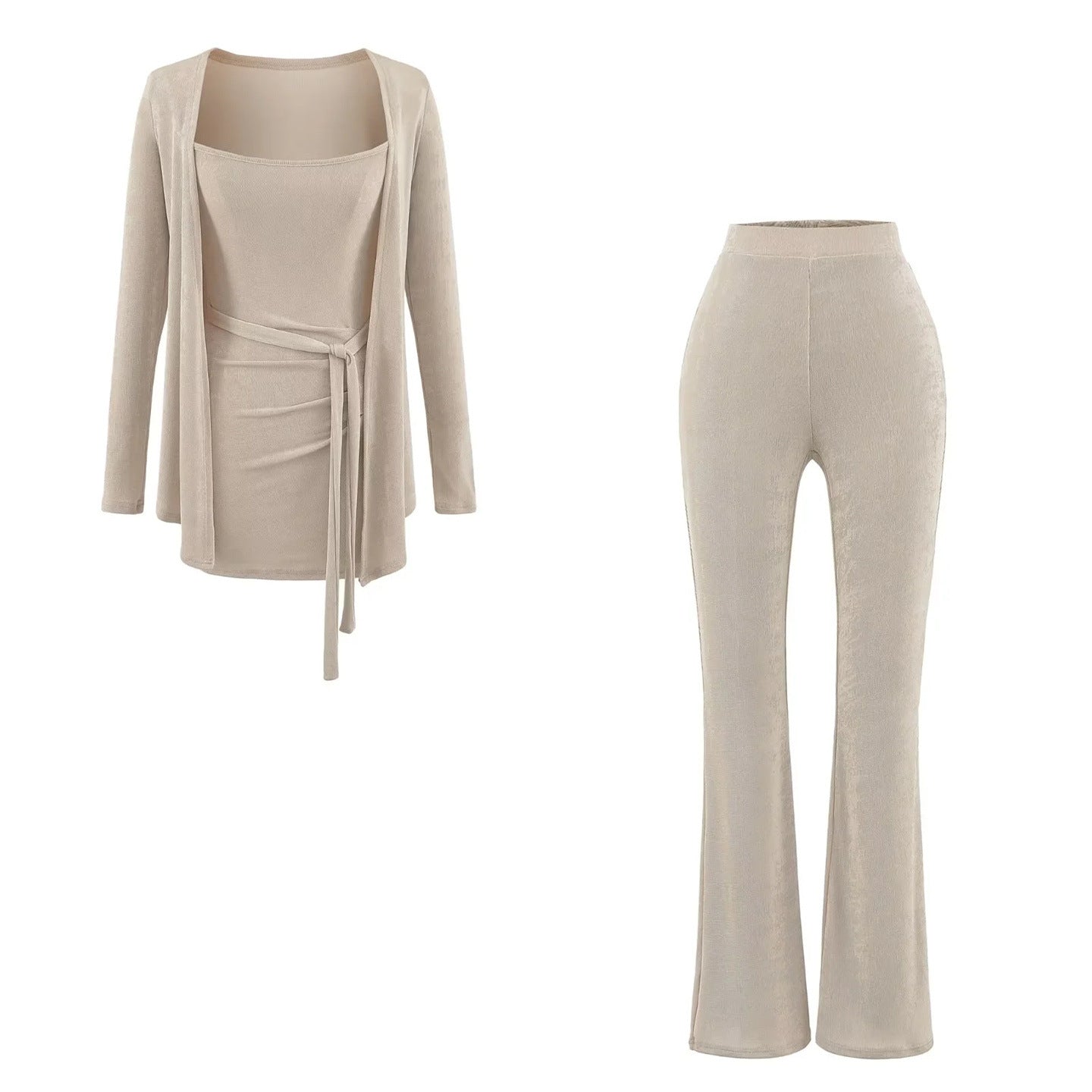 A Three-piece Outerwear Set With A Seductive Innocent Vibe For Layering
