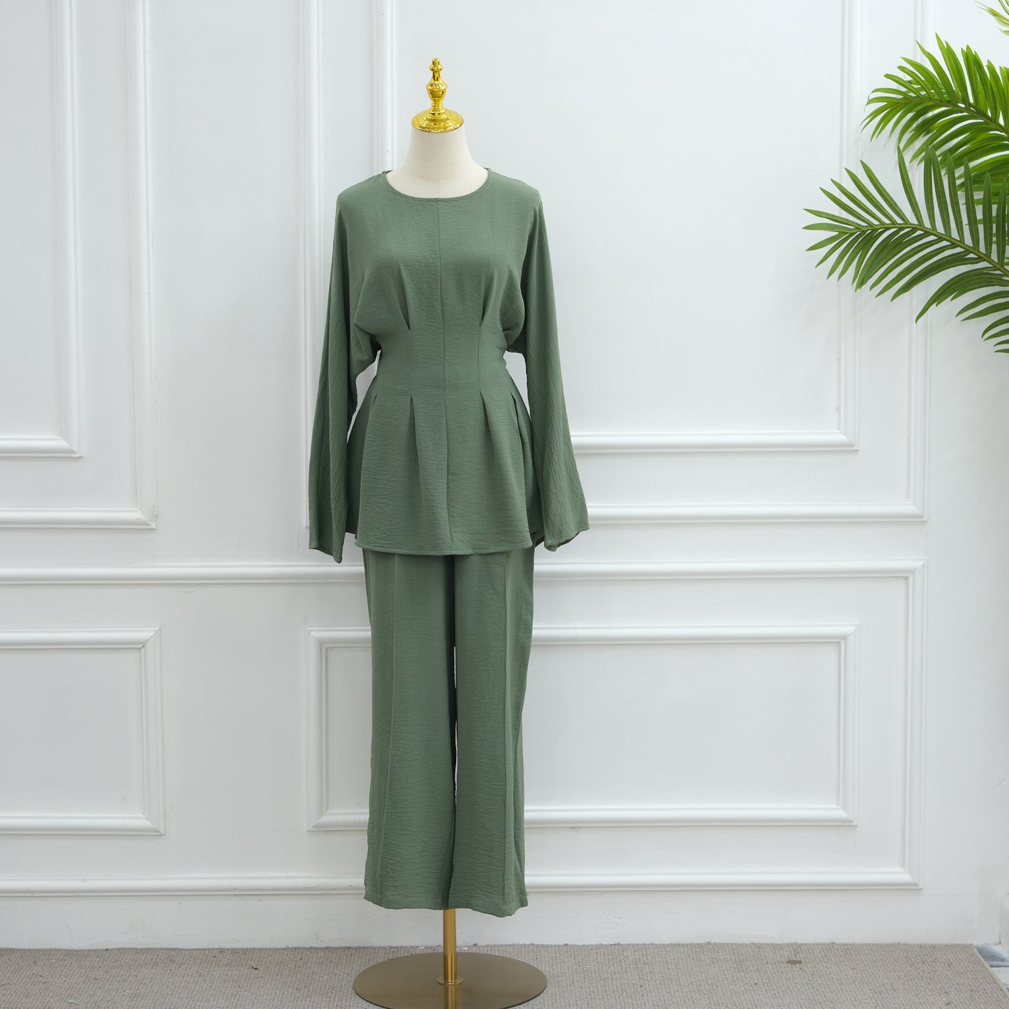 Fashion Solid Color Top Pants Two-piece Set