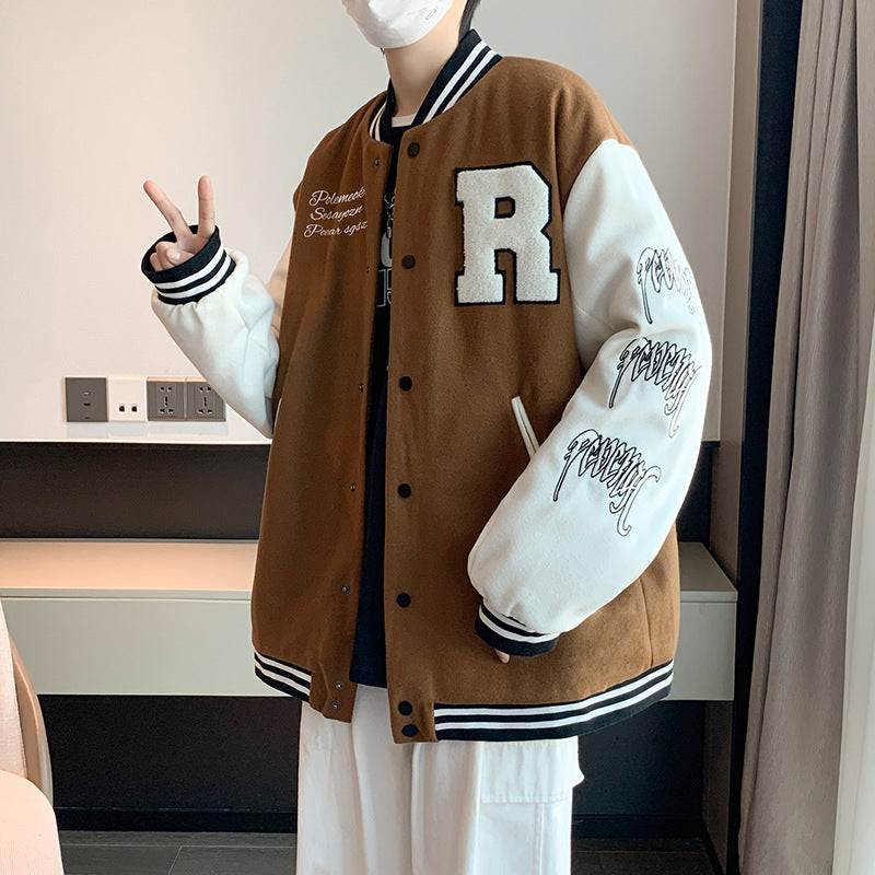 Frakke til mænd Hong Kong Style Trendy Brand Ins Løs Sports Baseballuniform Harajuku Style Retro Casual Jakke Top