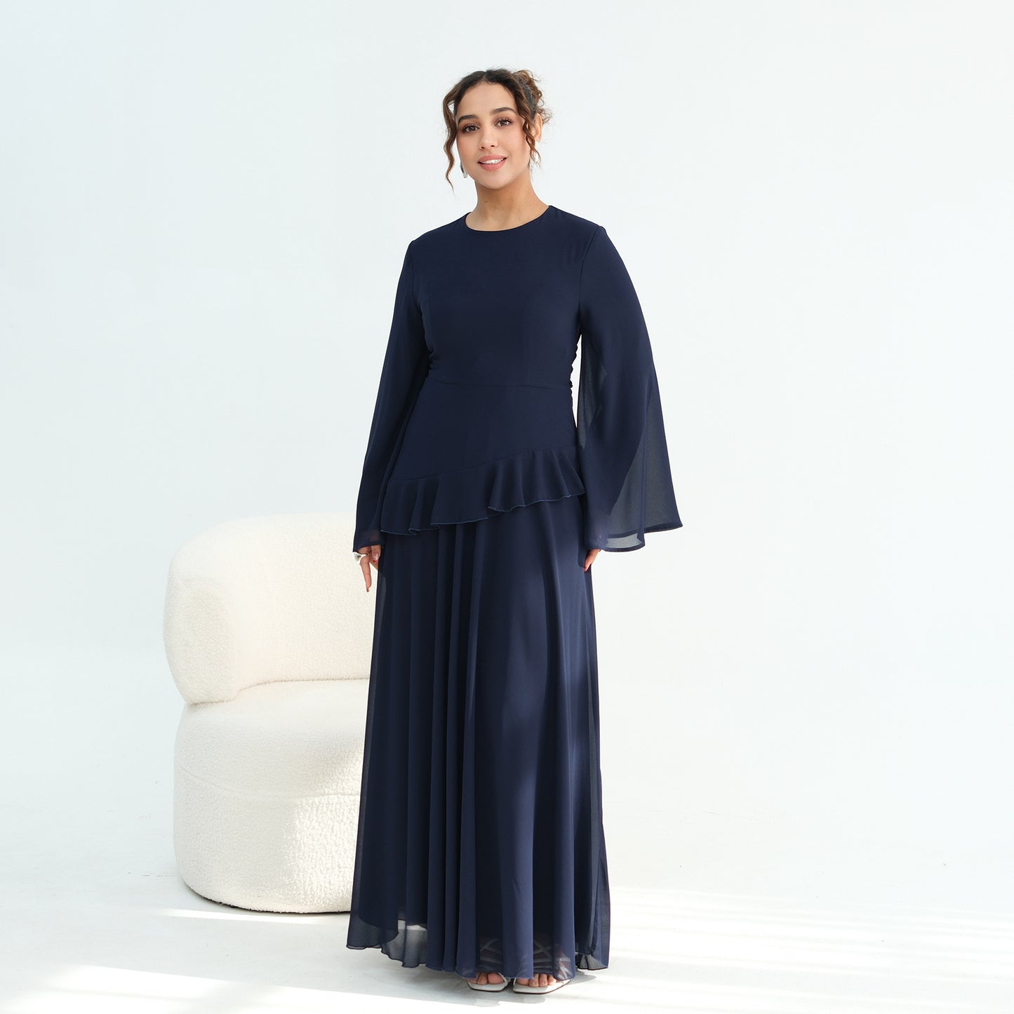 Women's Waist-cinching Double-layer Dress