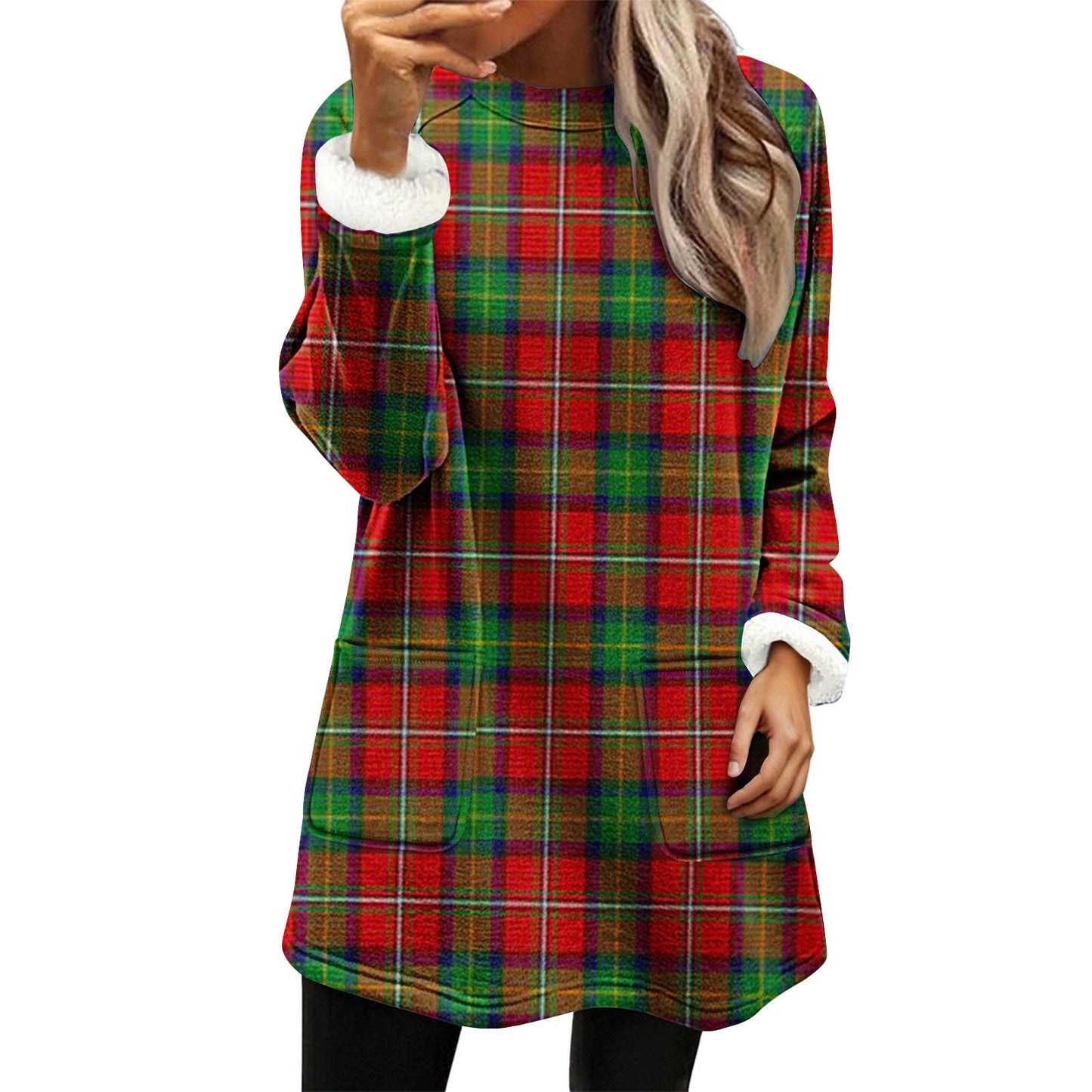 Snowman Digitaltryk Afslappet Løstsiddende Fløjlsweater med Brede Ærmer