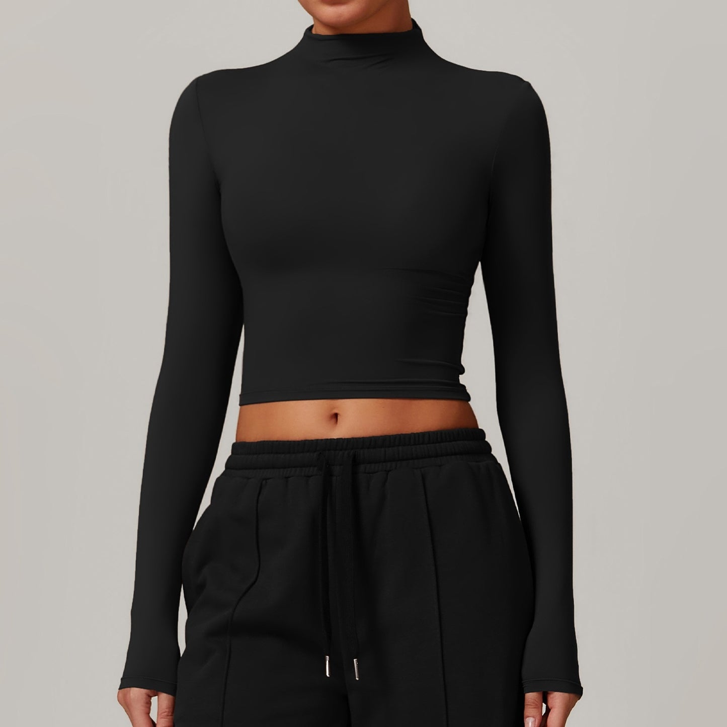 European And American Quick-drying Fitness Sports Long-sleeved Top High Collar Tight-fitting