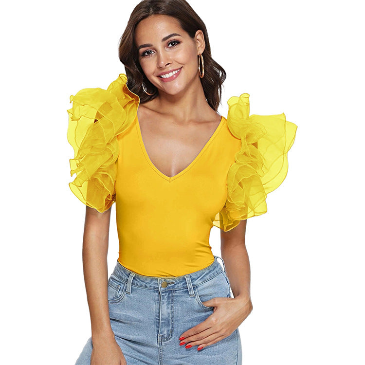 Slim-fit Fashionable V-neck Long-sleeved Pull-up Jumpsuit For Women