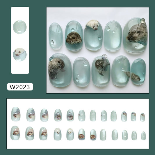Wear Nail Cat Eye Summer Ocean Cute Patch Detachable