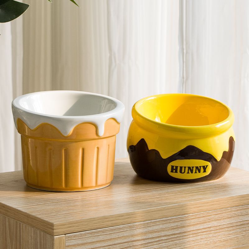 Cat Bowl Food Basin Ceramic Dog Bowl High Foot Oblique Mouth Protection Cervical Spine
