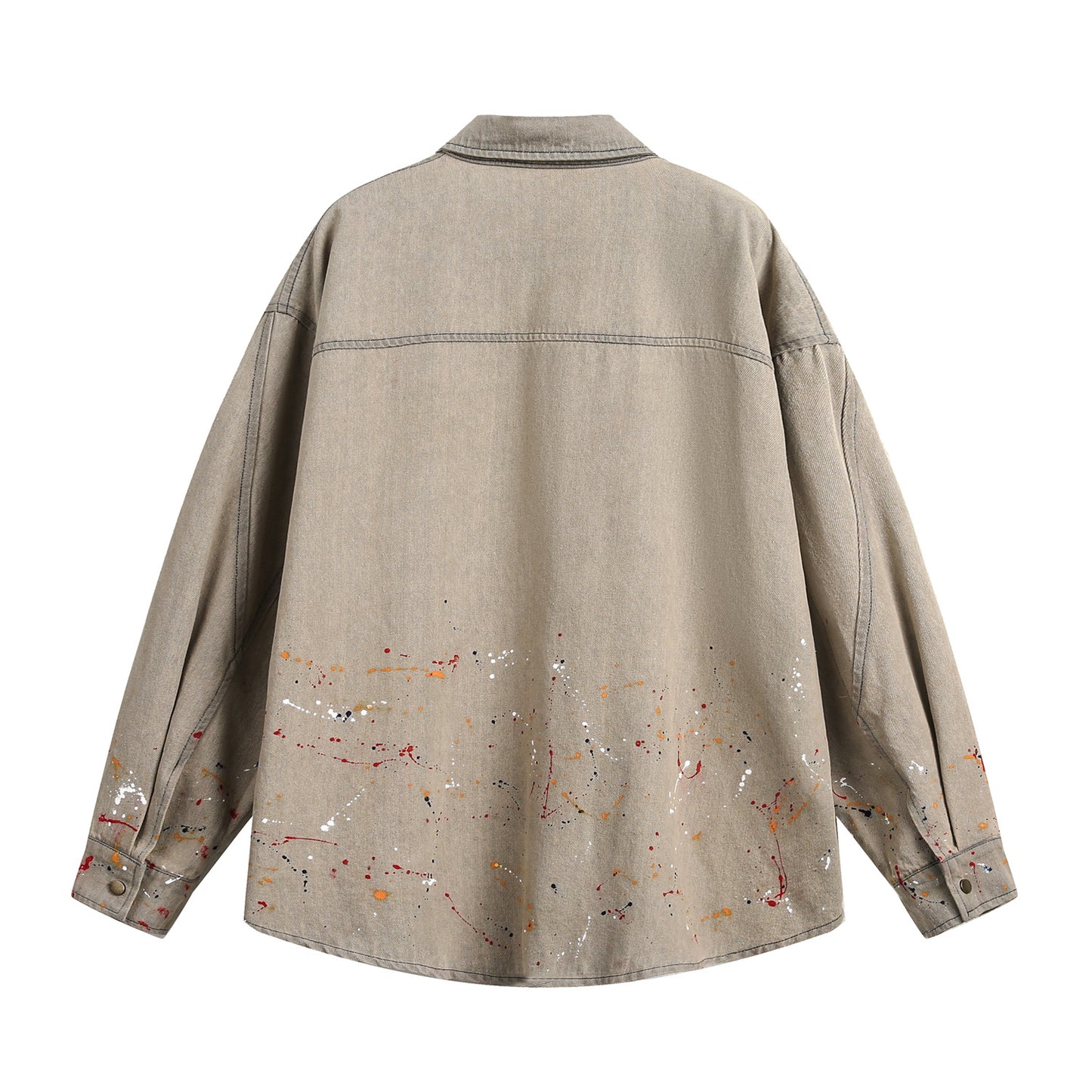 Splash-ink Washed Denim Loose Shirt