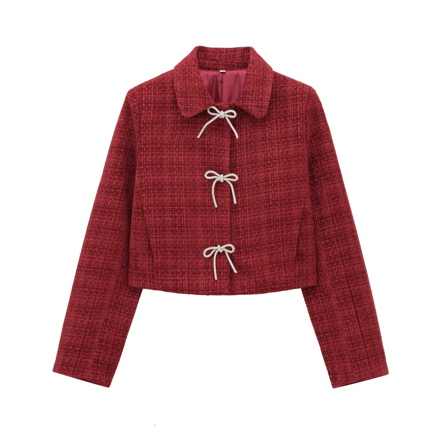 Graceful And Fashionable Round Neck Single-breasted Solid Color Coat