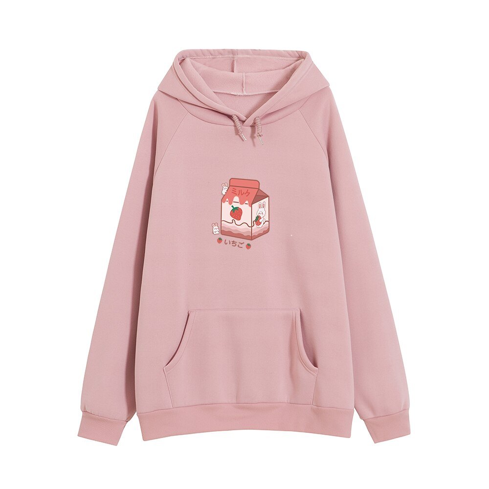 Pink Milk Carton Comfortable Loose-fitting Hoodie
