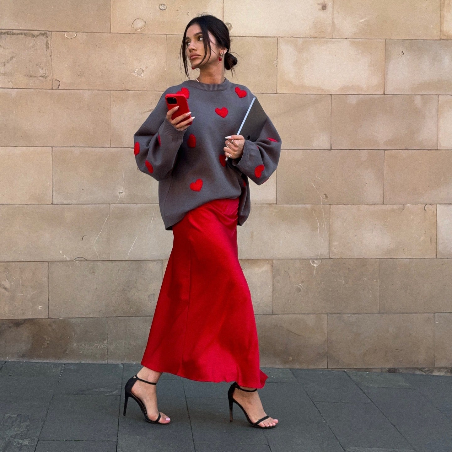 Early Autumn Idle Style Draping Round Neck Long Sleeve Women's Sweater