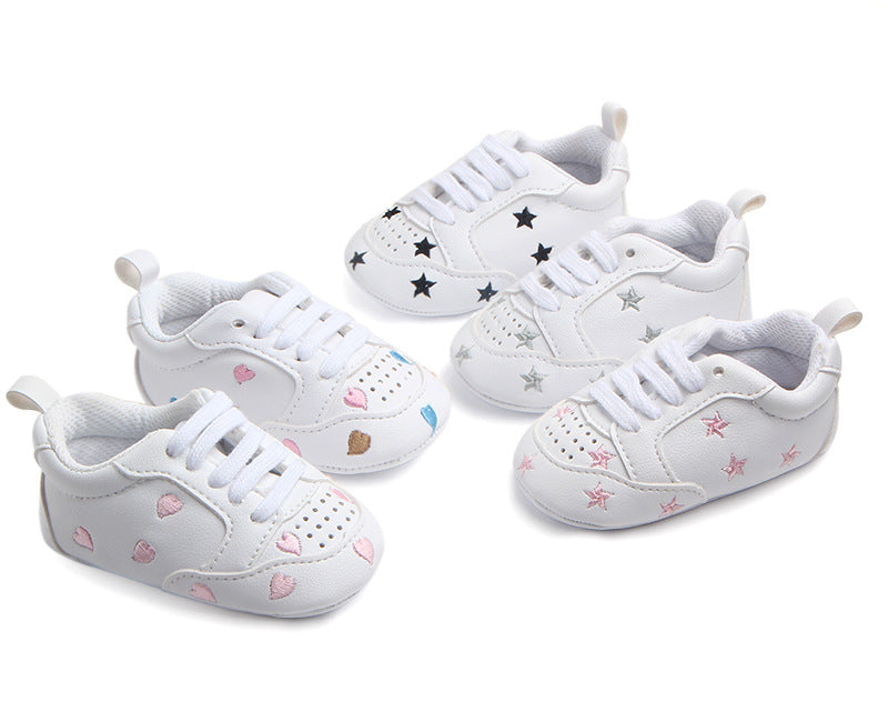 Sports Red Heart Five-star Baby's Shoes Toddler Shoes Soft Bottom Children's Sports Shoes White