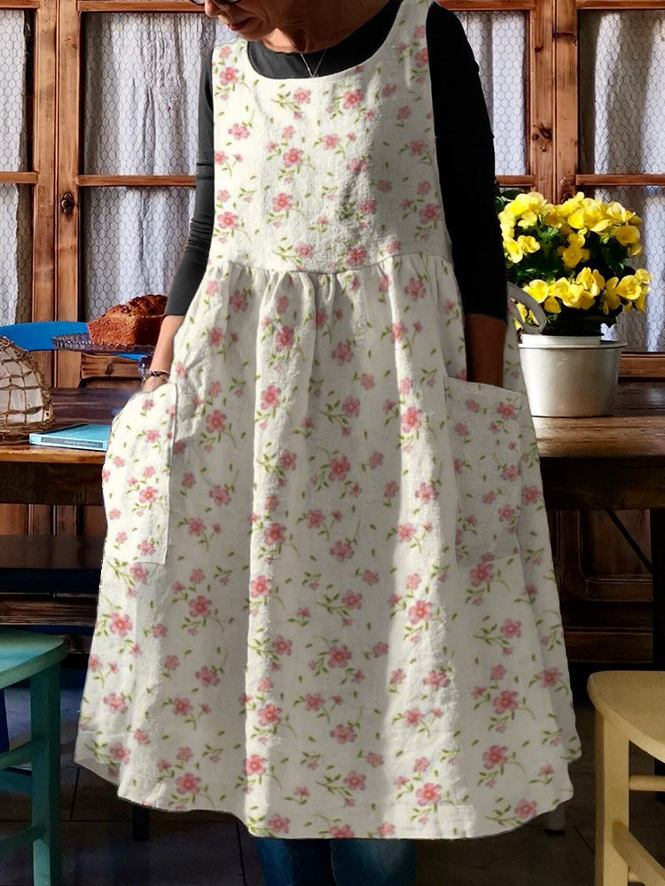 Womens Relaxed-fit Printed Casual Midi Dress