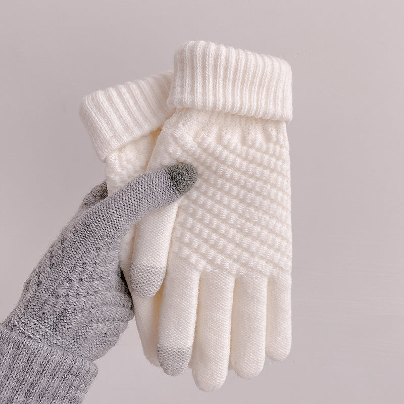 Damemode Varme Ensfarvede Handsker