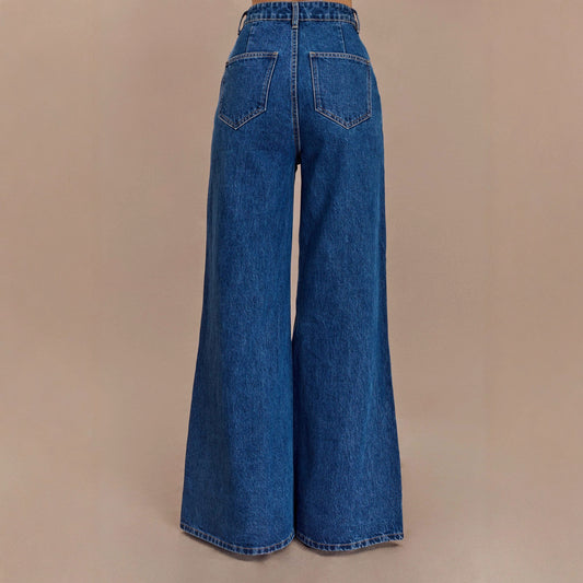 European And American Graceful And Fashionable Wide Leg Jeans Loose Ladies