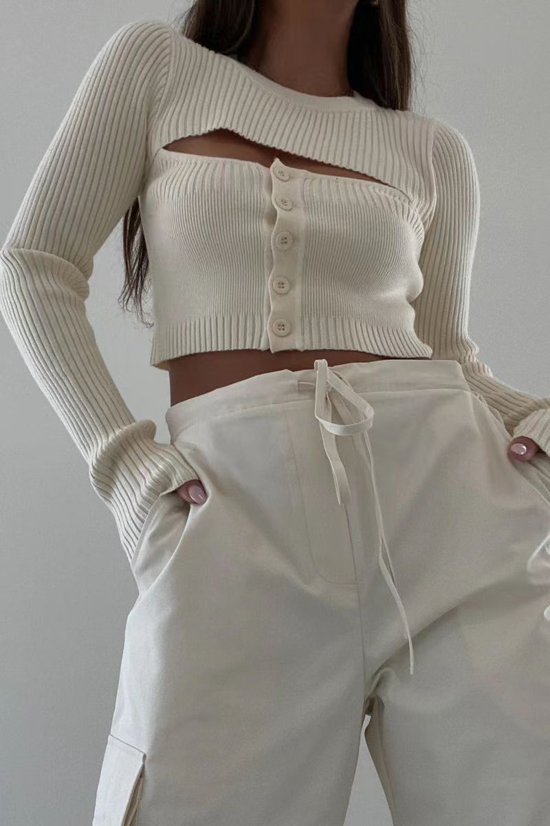 Mid-waist Three-dimensional Pocket Trousers