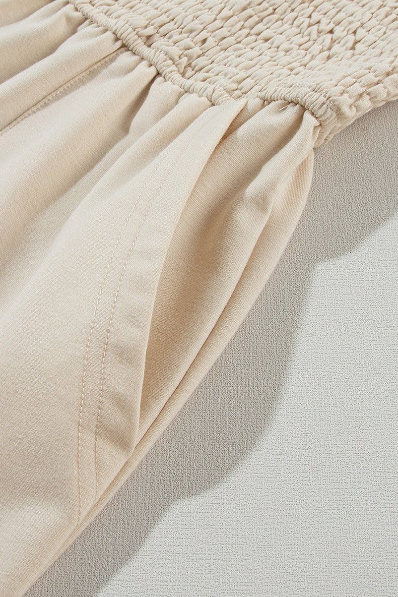 Smocking Sling Solid Color Simple And Short Straight Jumpsuit