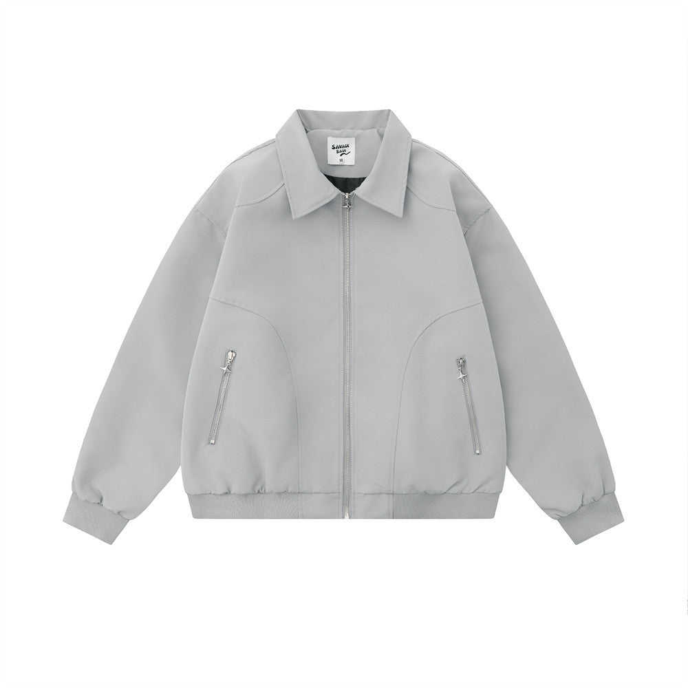 Men's Design Zipper Pocket Versatile Loose Jacket