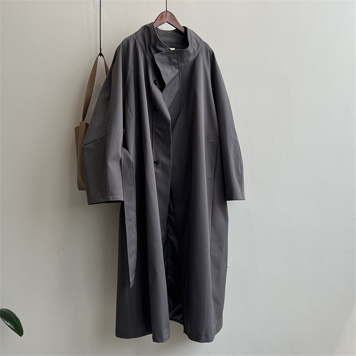 Women's Stand Collar Mid-length Trench Coat