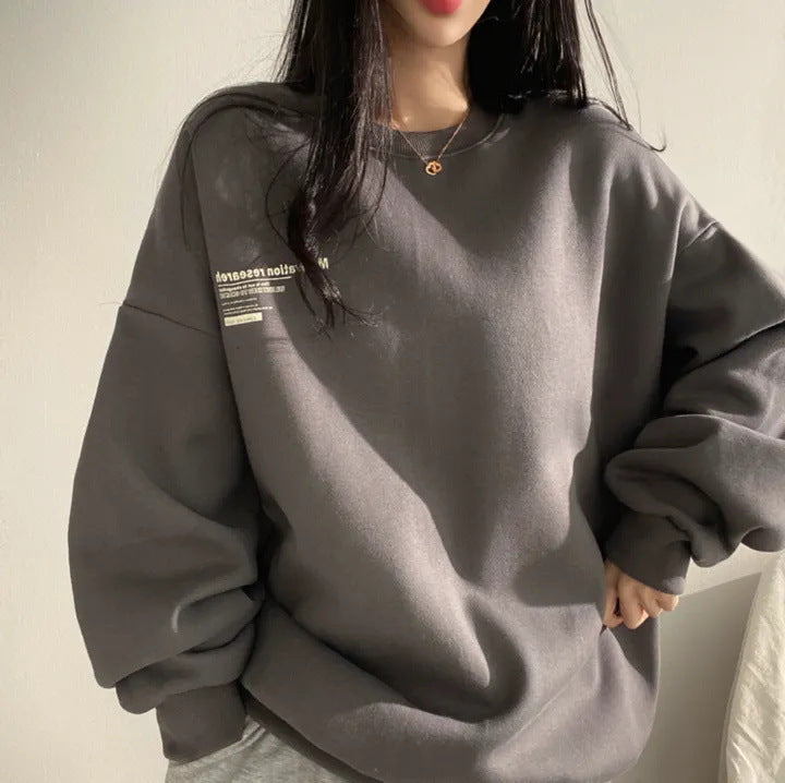 Plus Size Loose Fashion Brand Pack Fleece-lined Thickened