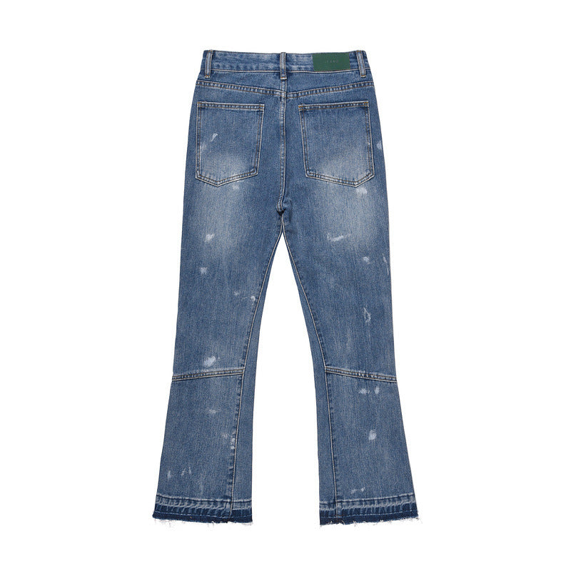 High Street Tide Brand Washed Retro Patchwork Pants