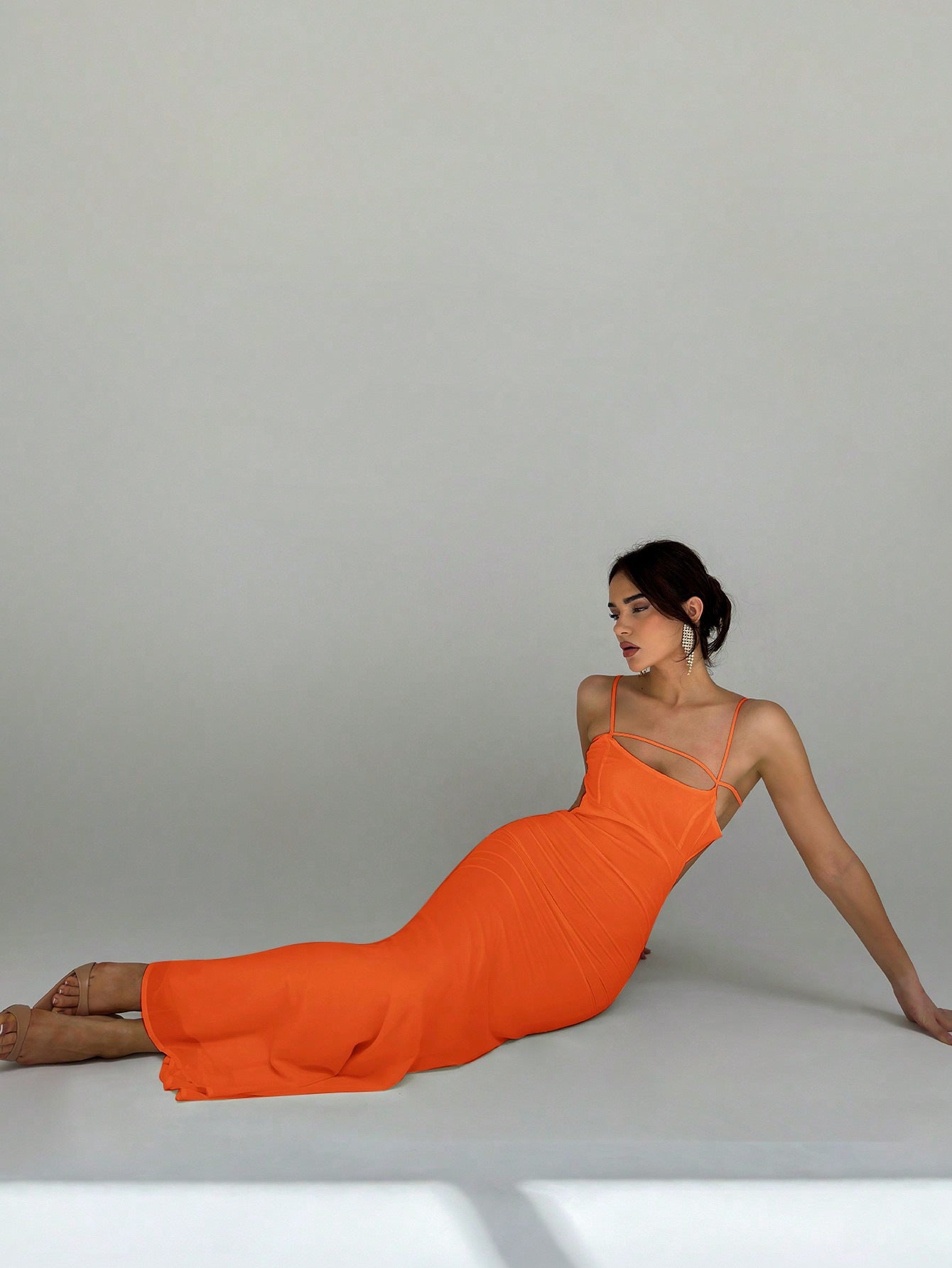 Feminine Hollow-Out Camisole Two-Layer Non-See-Through Dress