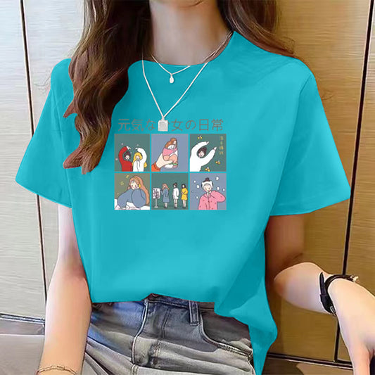 Women's Cute Bear Plus Size Cotton Short Sleeve T-shirt