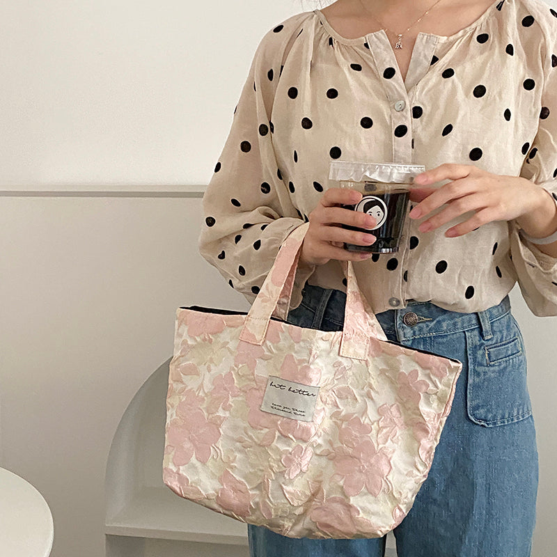 Women's French Three-dimensional Embossed Hand-carried Cloth Bag