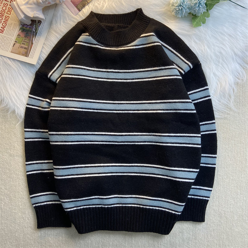 Striped Crewneck Sweater Men's Autumn And Winter Style