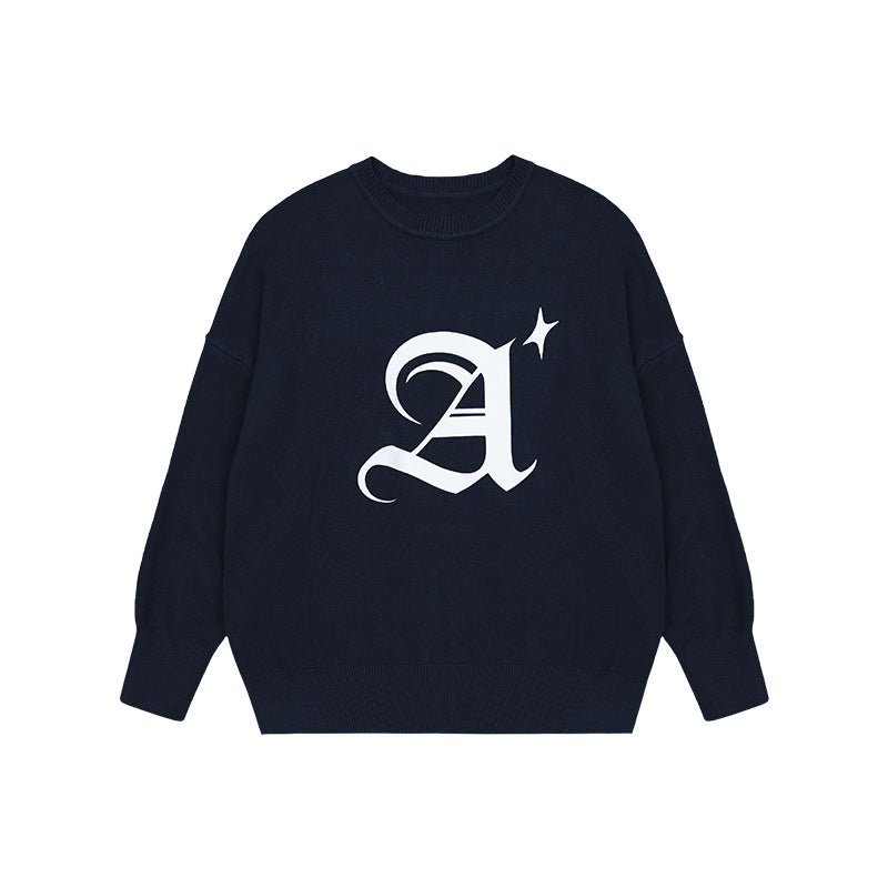 Printed Round Neck With Low Sense Sweater