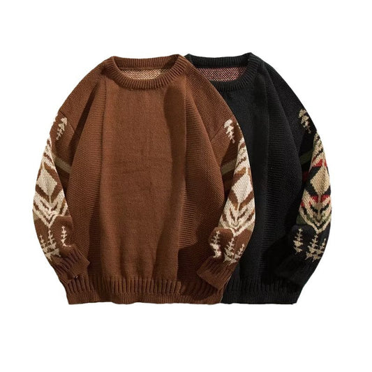 Rundhalset sweater til mænd, doven personlighed, teenagere, strik i bomuld